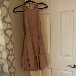 Chic Sleeveless Tan Mini Dress